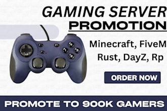 gaming server promotion, roblox, gta rp, fivem, minecraft serve promotion growth