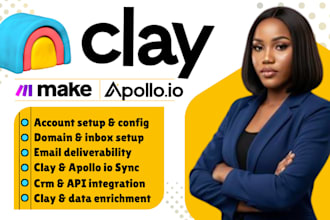 setup make com, hubspot crm workflow, clay com, apollo io, make automation