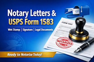 notarize documents, usps 1583 form, notary letter, wet stamp signature
