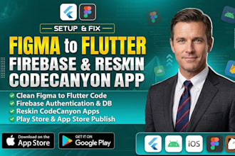 convert figma to flutter UI with firebase and reskin codecanyon flutter app