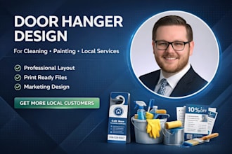 design door hanger advertising for cleaning, painting and local services