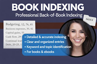 create a professional back of index or book indexing in a day