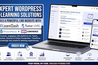 build wordpress lms, membership website with learndash, online course, tutor lms