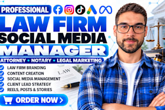 be your law firm social media manager for attorney notary lawyer content creator