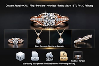 design custom jewelry cad ring pendant necklace rhino matrix stl for 3d printing