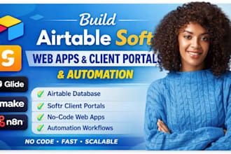 setup airtable softr webapp airtable database client portal glide make com n8n