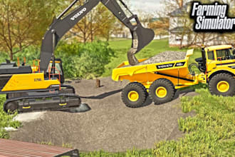 design 3d farming simulator ready for game, military vehicle, excavator