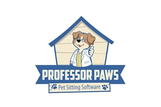 create powerful logo for professor paws pet sitting software
