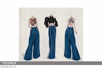 create fashion illustration time lapse video showing textures and design details
