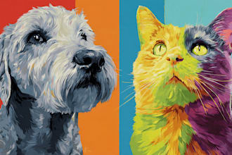 draw pop art of dog cat pet animal portrait