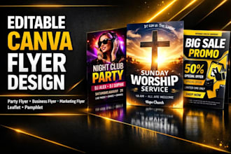 editable flyer design marketing canva flyer pamphlet leaflet handouts party