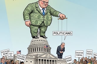 create a political or satirical cartoon