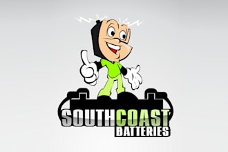 create automotive mascot logo for south coast batteries