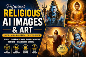 create stunning christian, hindu and buddhist religious ai images and art