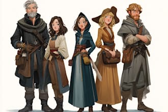 draw original dnd or rpg character art mpas party for you