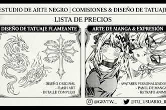 draw professional anime art and custom tattoo designs