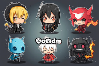design cute animals emoticon, stickers, character, chibi