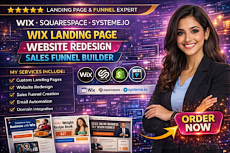 design wix landing page, wix sales funnel, samcart, leadpages, squarespace, wix
