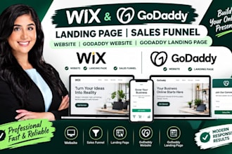 wix landing page, godaddy landing page, samcart, wix sales funnel, godaddy