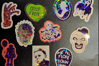 make custom chibi horror, scary characters logo for t shirts design