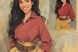 do a portrait in semi realism disney cartoon style
