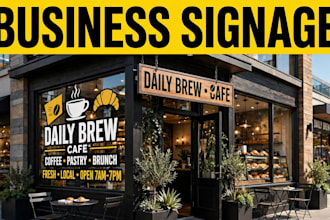 design modern shop front, storefront signage and sign board