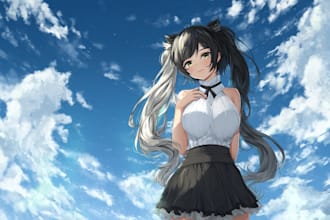 create your oc with a full background in anime manga style