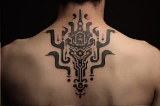 create cyber sigilism tribal design for clothing brand