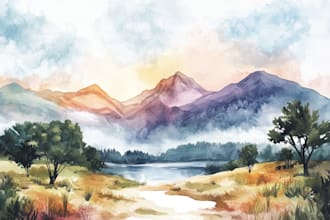 draw a watercolor landscape illustration