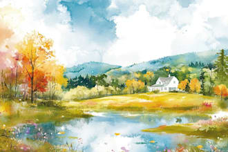 make a watercolor landscape illustration