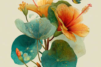 do a botanical watercolor illustration, floral drawing