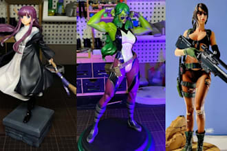 print and paint anime figure hand painting minature model stl resin printing
