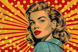 draw a retro pop art portrait in roy lichtenstein style