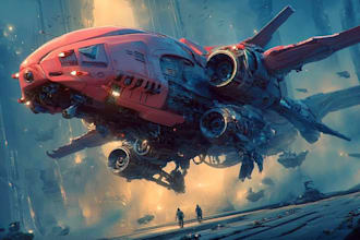 illustrate your sci fi and spaceship design for you