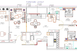 create autocad 2d floor plan and interior layout