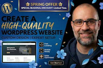 design a premium wordpress website with 1 year free hosting