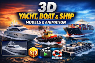 create realistic 3d yacht, boat, and ship models with animation