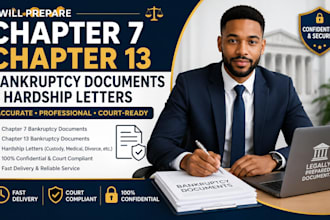 prepare chapter 7 chapter 13 bankruptcy documents and hardship letters