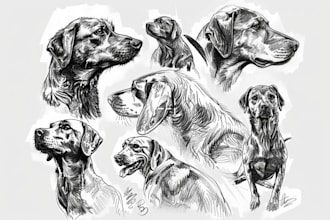 create ink drawings of animals and pets