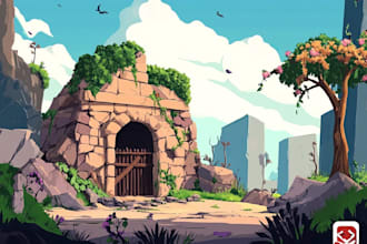 design 2d game concept art background and environment