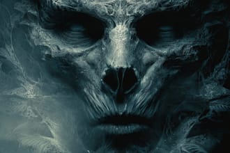 create dark horror character concept art and scary creature design