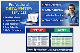 ido accurate data entry, copy paste, and web research