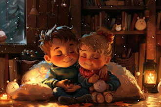 draw a cozy children illustration in my artstyle