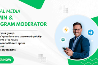 be your social media admin and telegram moderator
