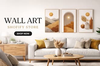 design wall art store, canvas art, print on demand, home decor shopify store