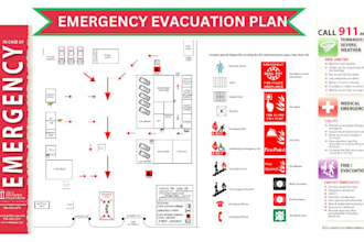 design fire emergency evacuation plan, escape or exit map diagram