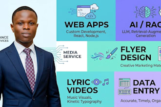 develop web app, ai rag system ,flyers and data entry