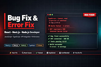fix react, nextjs, nodejs and javascript bugs fast