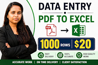 convert PDF, image,screenshot into accurate excel data entry