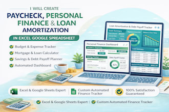 create paycheck personal finance loan  amortization in excel google spreadsheet
